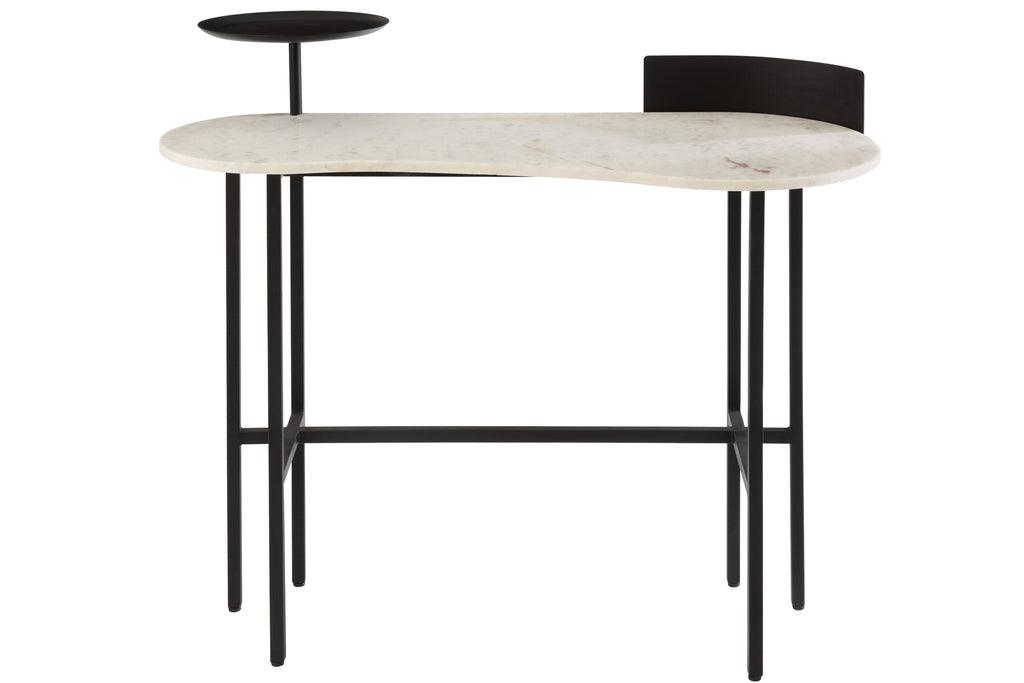 Sidetable Marmer/Ijzer Wit/Zwart - Sidetable - J-Line - livinglovely.nl