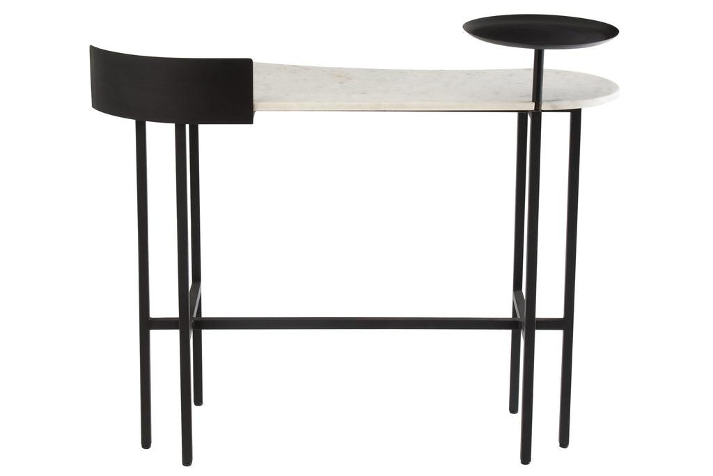 Sidetable Marmer/Ijzer Wit/Zwart - Sidetable - J-Line - livinglovely.nl