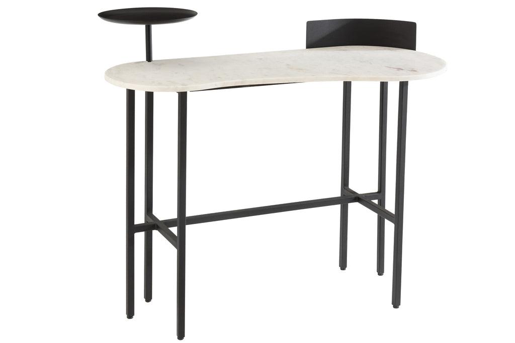 Sidetable Marmer/Ijzer Wit/Zwart - Sidetable - J-Line - livinglovely.nl