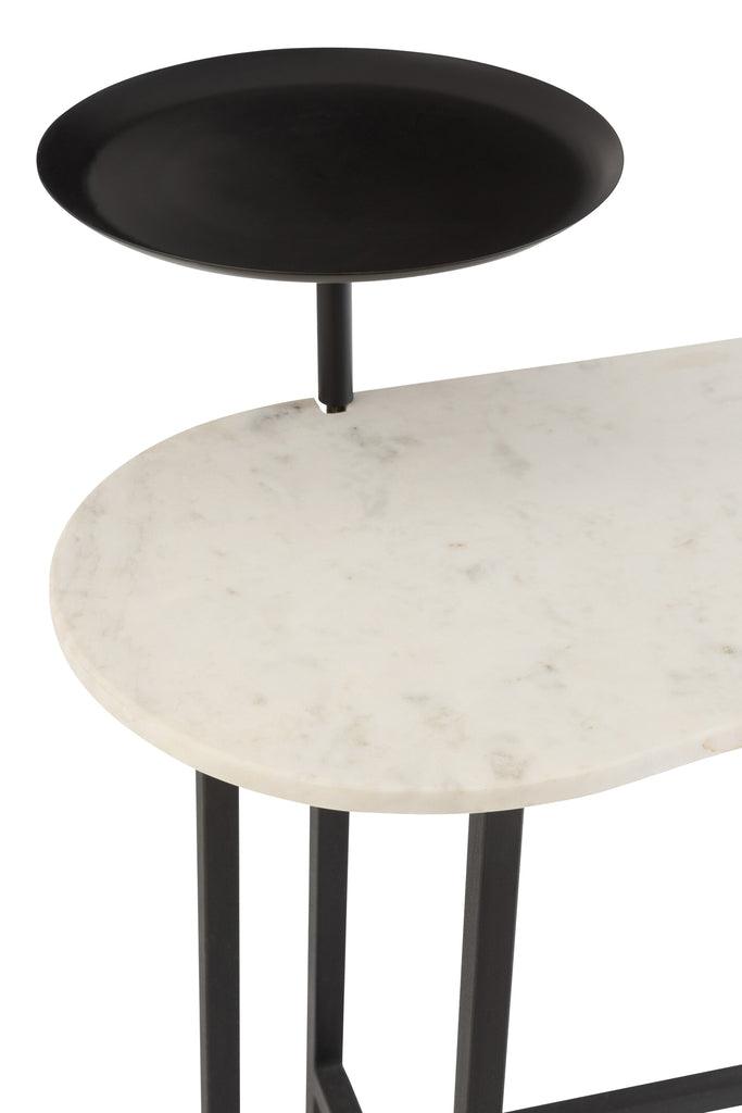Sidetable Marmer/Ijzer Wit/Zwart - Sidetable - J-Line - livinglovely.nl