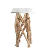 Sidetable Rechthoek Takken Hout/Glas Naturel - Sidetable - J-Line - livinglovely.nl
