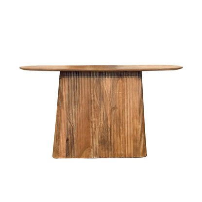 Vooraanzicht van de Salvator sidetable met slank ovaal blad van 140 cm