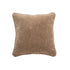 Sierkussen van J-Line in taupe fluweelachtige stof, vierkant kussen van 50 bij 50 cm met bies langs de rand