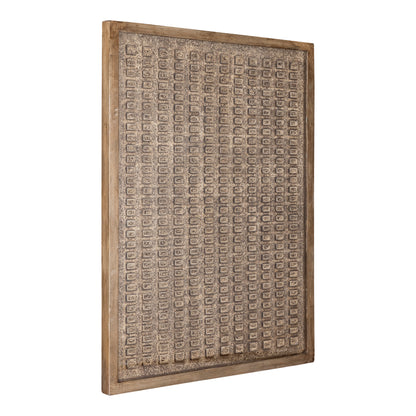 Sierre Bronze MDF Framed Wall Panel With Glass L van PTMD, vooraanzicht van het wandpaneel met glas op witte achtergrond