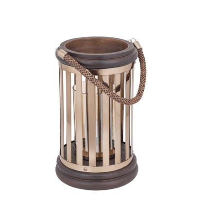 Sjorsh BrownGold Mango Wood St. Steel Lantern L PTMD - Lantaarn - PTMD - livinglovely.nl