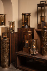Sjorsh BrownGold Mango Wood St. Steel Lantern S PTMD - Lantaarn - PTMD - livinglovely.nl