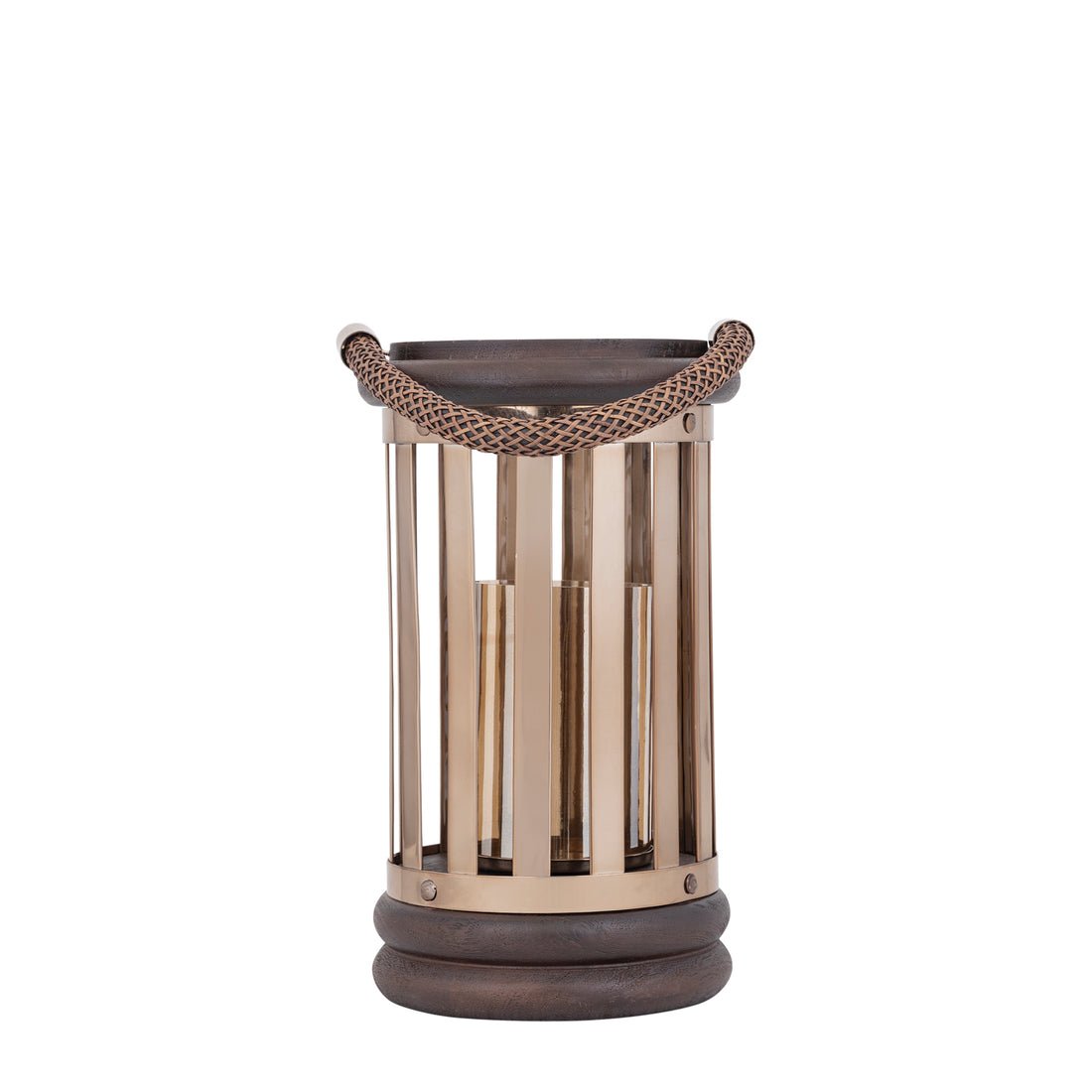 Sjorsh BrownGold Mango Wood St. Steel Lantern S PTMD - Lantaarn - PTMD - livinglovely.nl