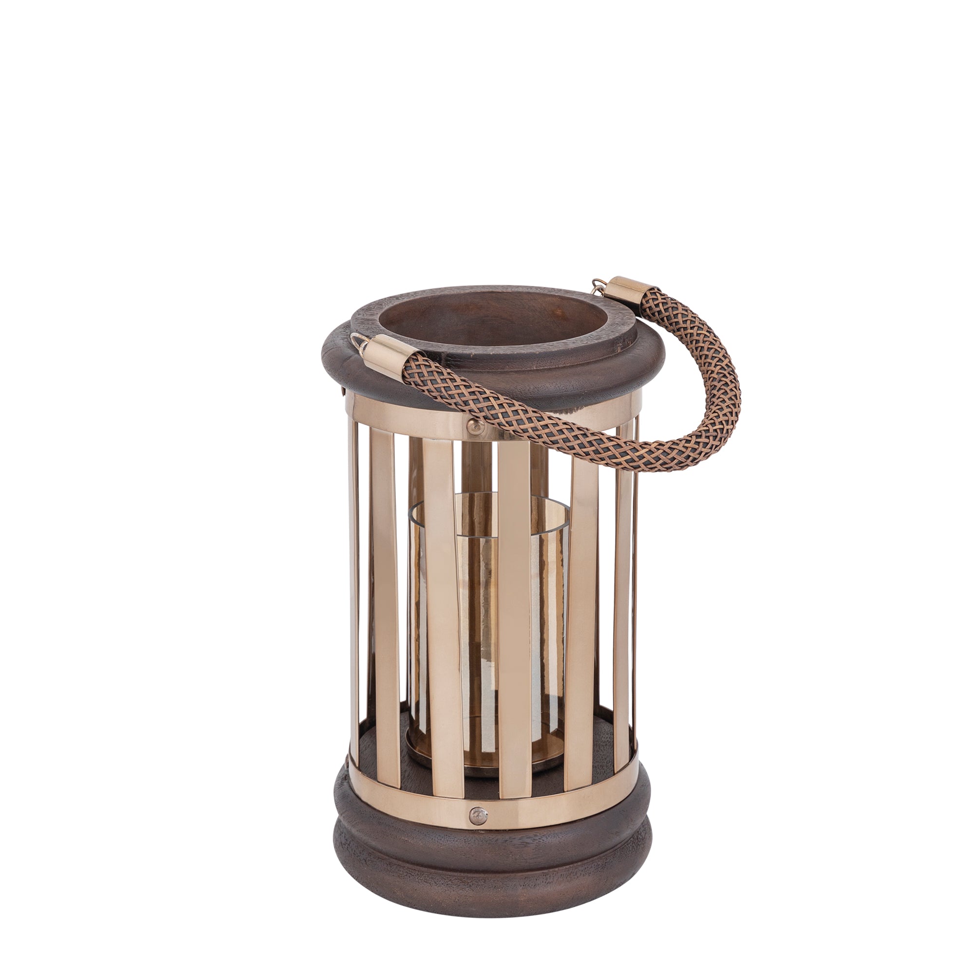 Sjorsh BrownGold Mango Wood St. Steel Lantern S PTMD - Lantaarn - PTMD - livinglovely.nl