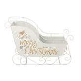 Slee Metaal Wit/Goud van J-Line, decoratieve metalen slee in wit met goud, 120cm lang
