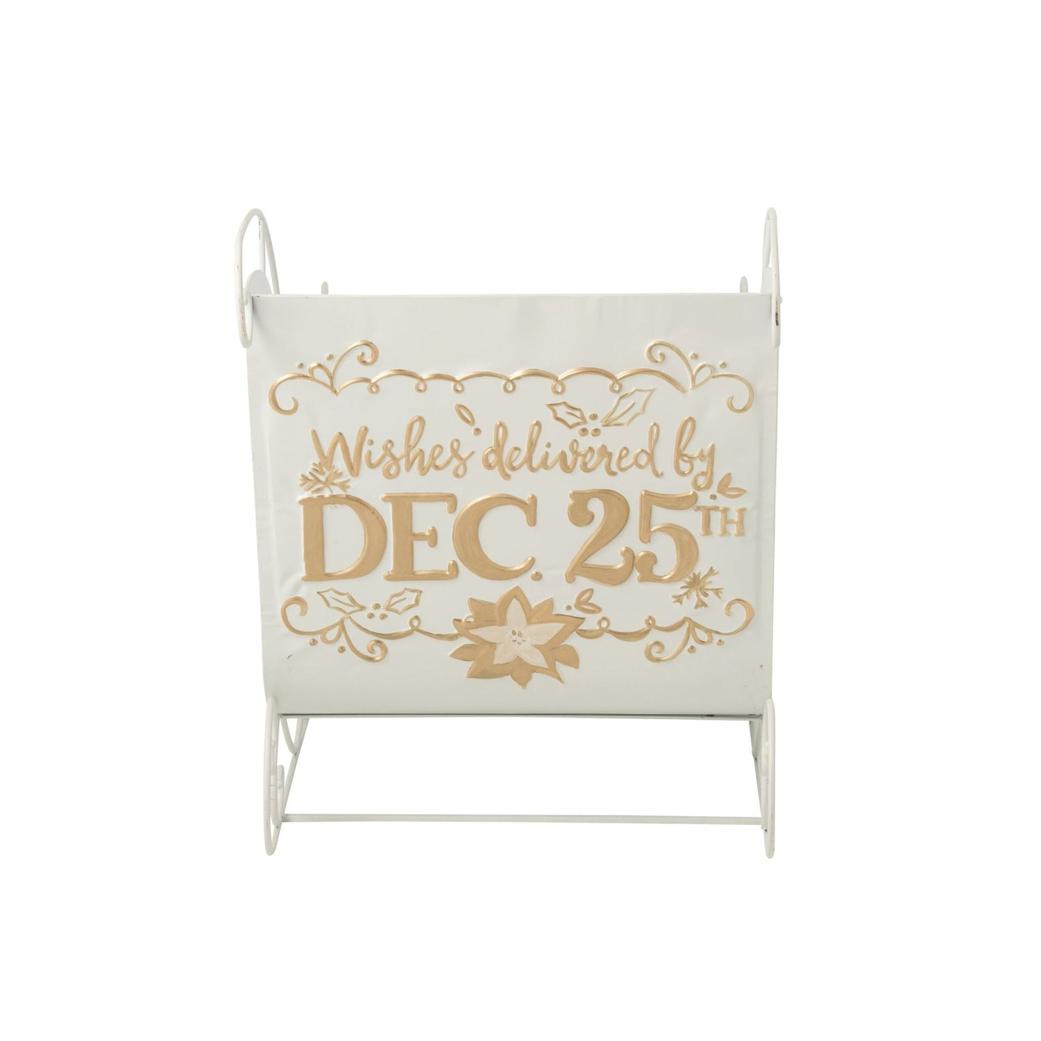 Decoratieve slee van J-Line in wit en goud metaal, chique blikvanger voor de kerstperiode