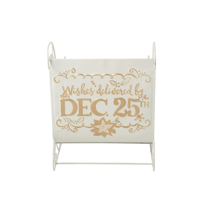 Decoratieve slee van J-Line in wit en goud metaal, chique blikvanger voor de kerstperiode