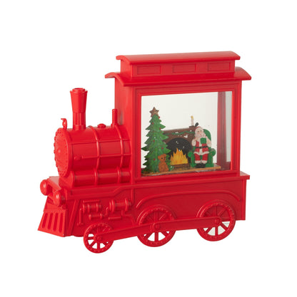 Sneeuwbol Locomotief Kunststof Kerstrood H26cm van J-Line op witte achtergrond