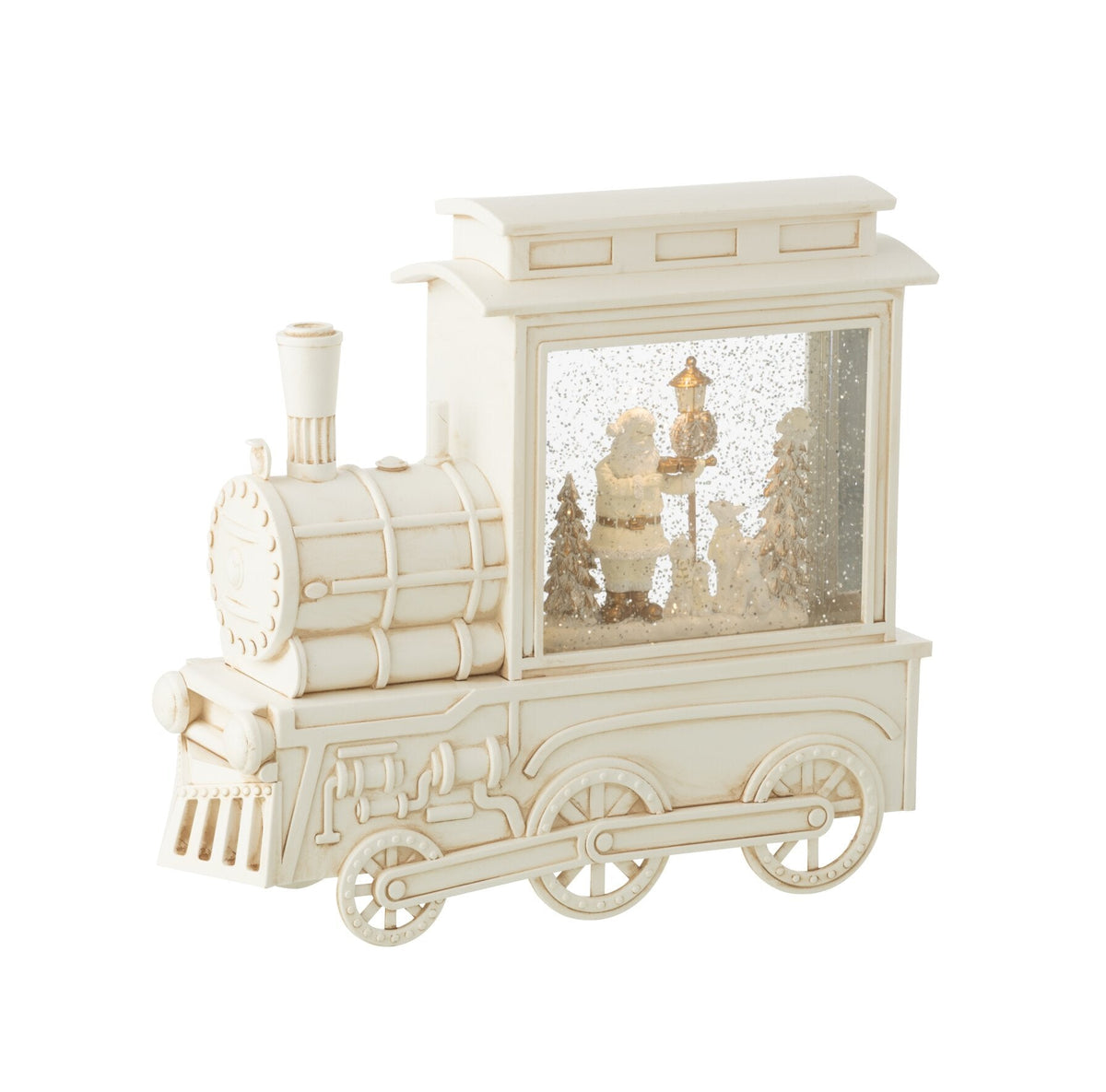 Sneeuwbol Locomotief Kunststof Wit H26cm J-Line