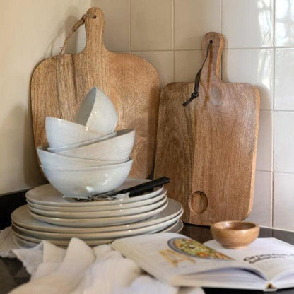 Snijplank + Kom Mango Hout Naturel - Serveerplank - J-Line - livinglovely.nl