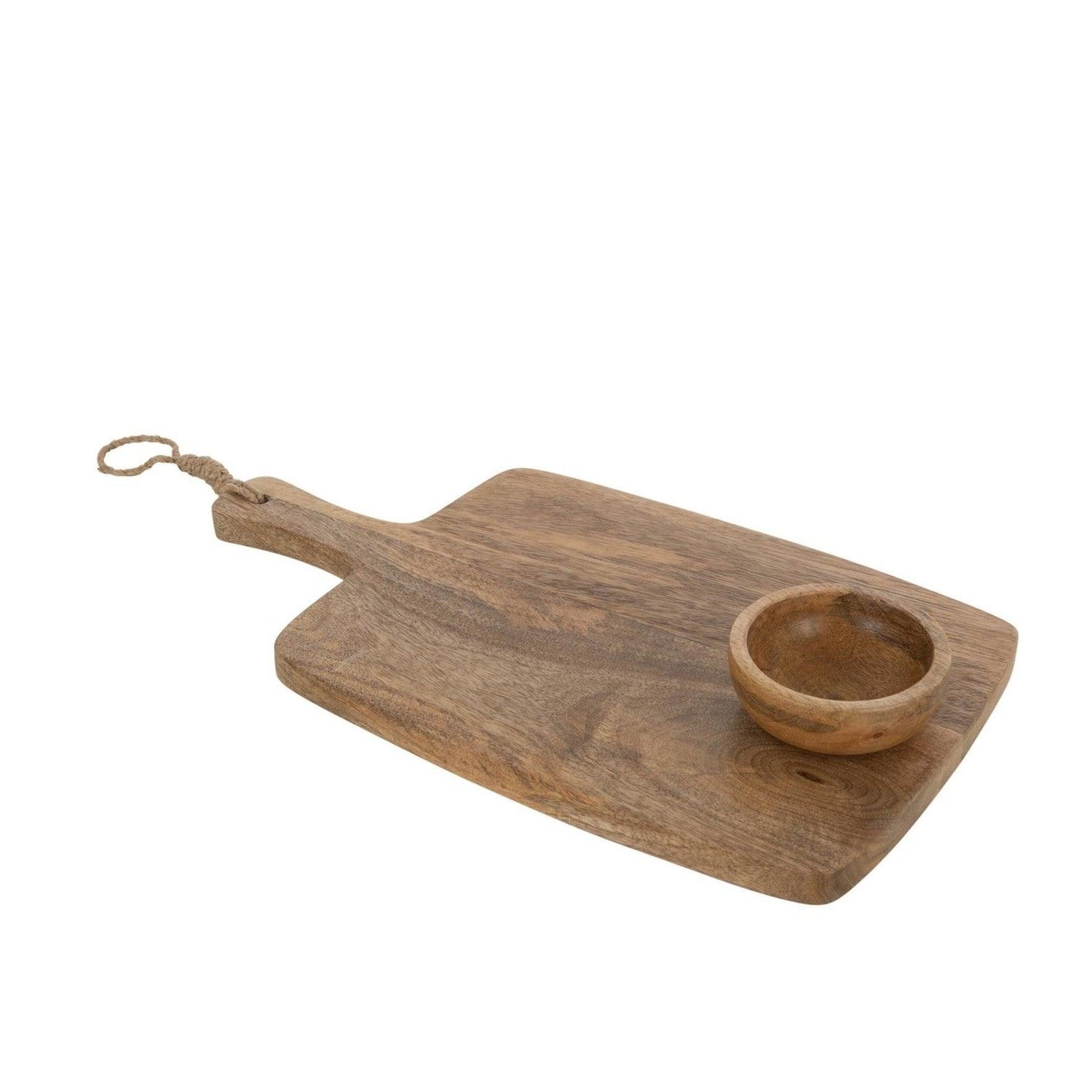 Snijplank + Kom Mango Hout Naturel - Serveerplank - J-Line - livinglovely.nl