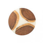 Snijplank Rond Acacia Hout/Epoxyhars Naturel/Wit - Serveerplank - J-Line - livinglovely.nl