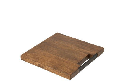 Snijplank Vierkant Mango Hout Bruin Small - Serveerplank - J-Line - livinglovely.nl