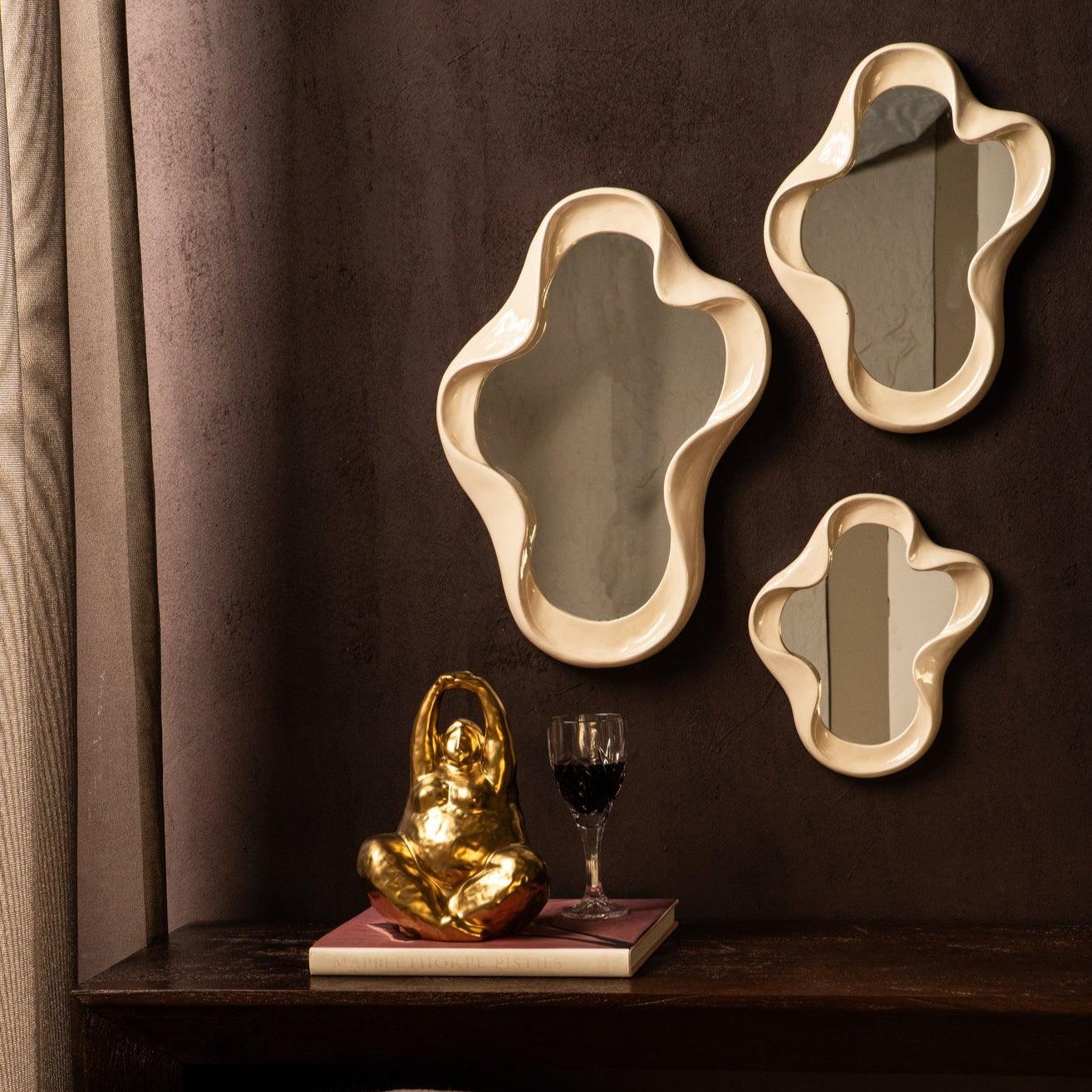 Spiegel Hannah L - 35x3x50 cm - Polyester - Creme PTMD - Spiegel - PTMD - livinglovely.nl