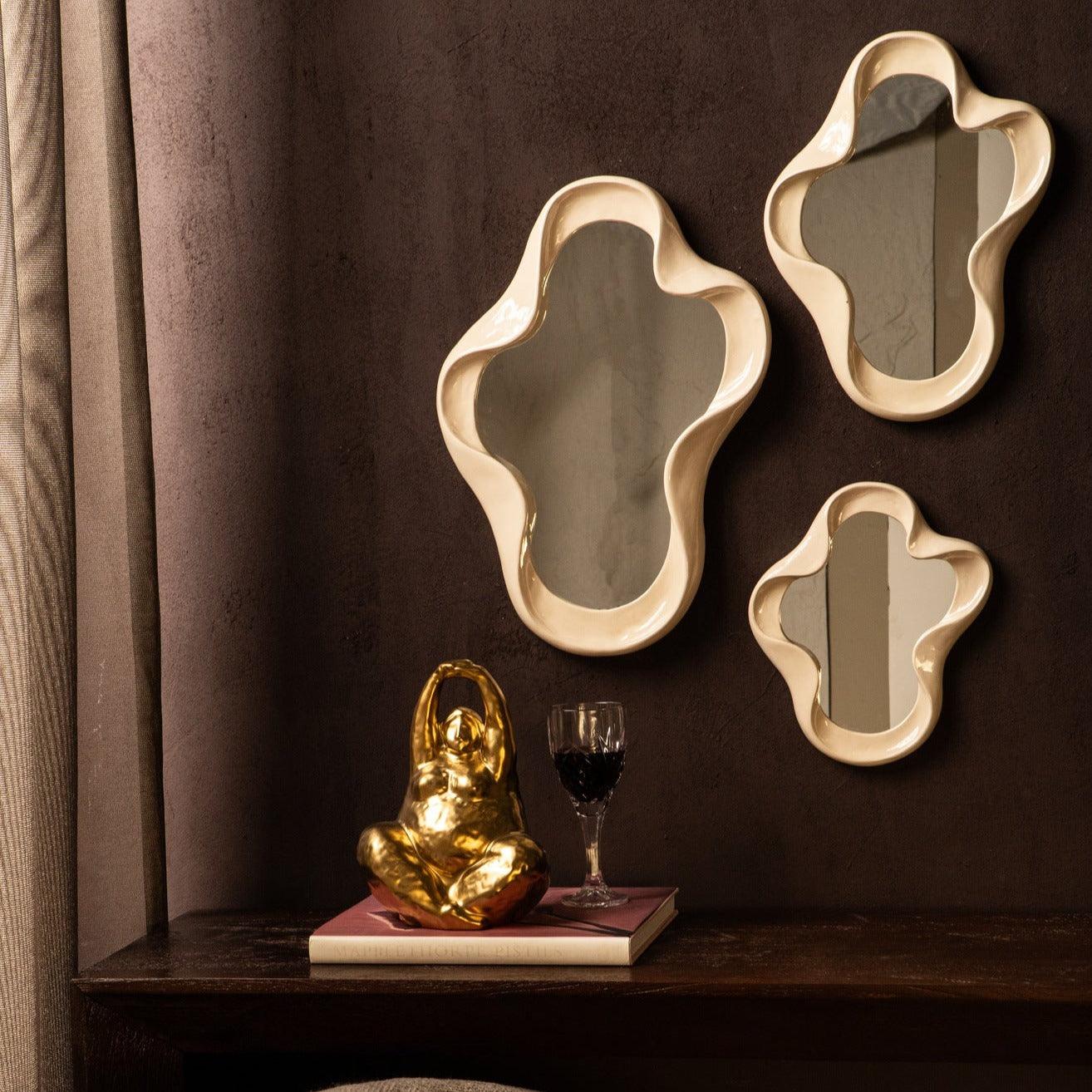 Spiegel Hannah M - 30x3x40 cm - Polyester - Creme PTMD - Spiegel - PTMD - livinglovely.nl