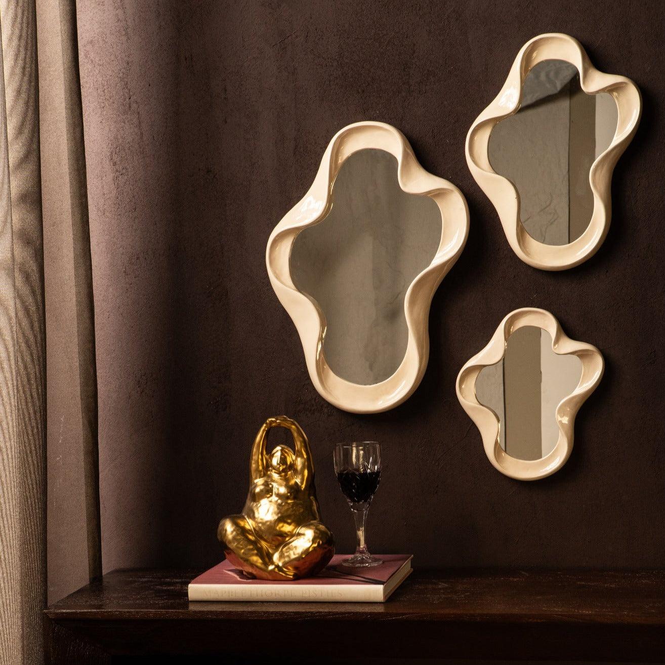 Spiegel Hannah S - 25x2,5x30 cm - Polyester - Creme PTMD - Spiegel - PTMD - livinglovely.nl