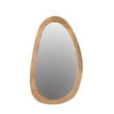 Spiegel Lou Organisch Naturel 68x118cm van Starfurn, vooraanzicht van de organische spiegel met naturel mangohouten lijst