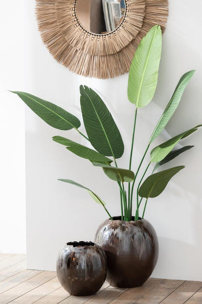 Spiegel Mendi Rond Gras Naturel Medium - Spiegel - J-Line - livinglovely.nl