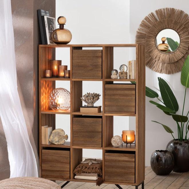 Spiegel Mendi Rond Gras Naturel Medium - Spiegel - J-Line - livinglovely.nl