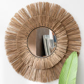 Spiegel Mendi Rond Gras Naturel Medium - Spiegel - J-Line - livinglovely.nl