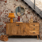 Spiegel Mona Rond Ijzer/Glas Goud Large - Spiegel - J-Line - livinglovely.nl