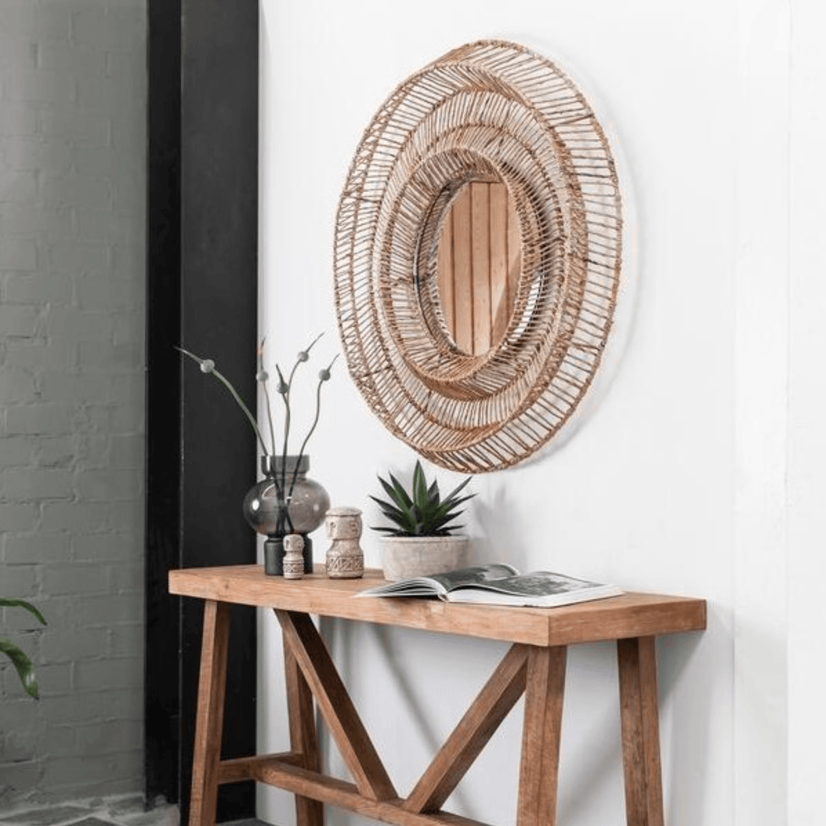 Spiegel San Miguel abaca drie cirkels patroon MUST Living