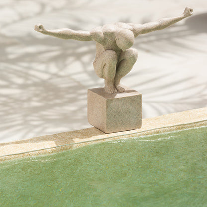 Sporter Op Voet Marmer Poly Zand Large - Beeld - J-Line - livinglovely.nl