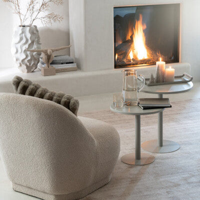 Sporter Op Voet Marmer Poly Zand Large - Beeld - J-Line - livinglovely.nl