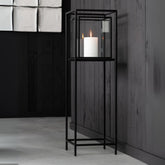 Staand Windlicht Hurricane Vierkant Zwart J-Line - Windlicht - J-Line - livinglovely.nl