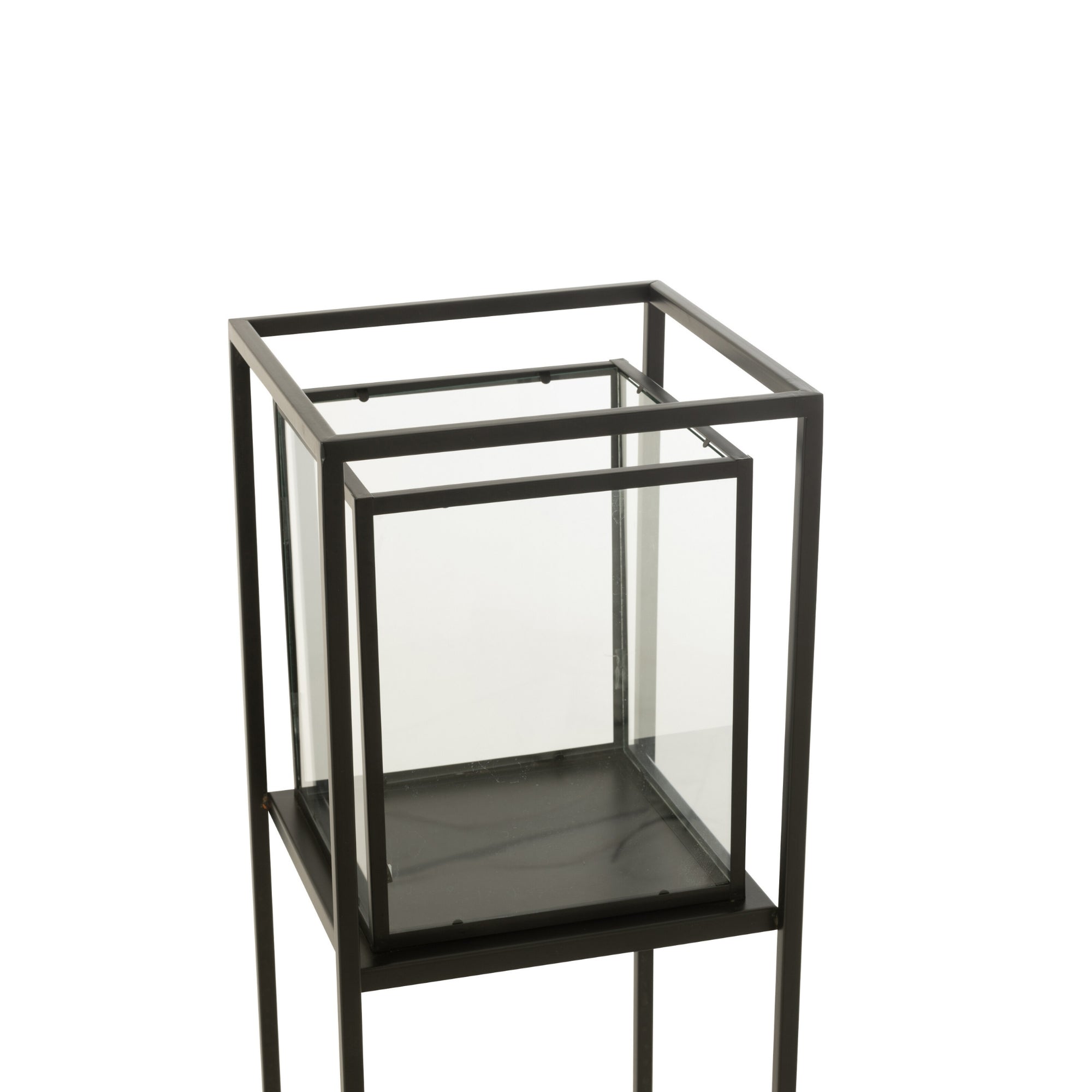 Staand Windlicht Hurricane Vierkant Zwart J-Line - Windlicht - J-Line - livinglovely.nl