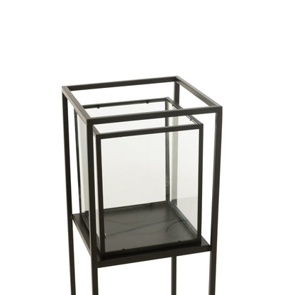 Staand Windlicht Hurricane Vierkant Zwart J-Line - Windlicht - J-Line - livinglovely.nl