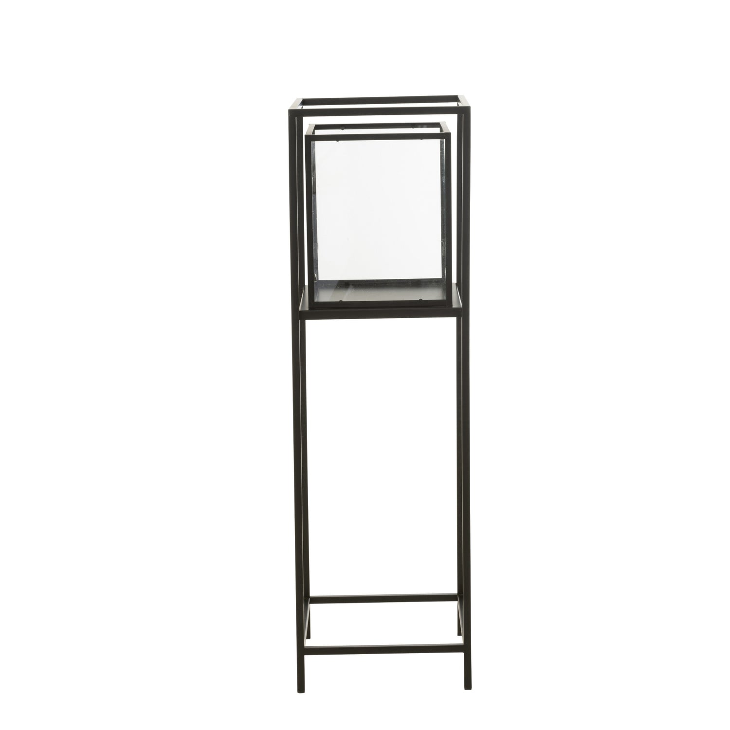 Staand Windlicht Hurricane Vierkant Zwart J-Line - Windlicht - J-Line - livinglovely.nl