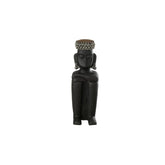 Standbeeld Zittend Etnisch Steen/Resine Zwart Small - Beeld - J-Line - livinglovely.nl