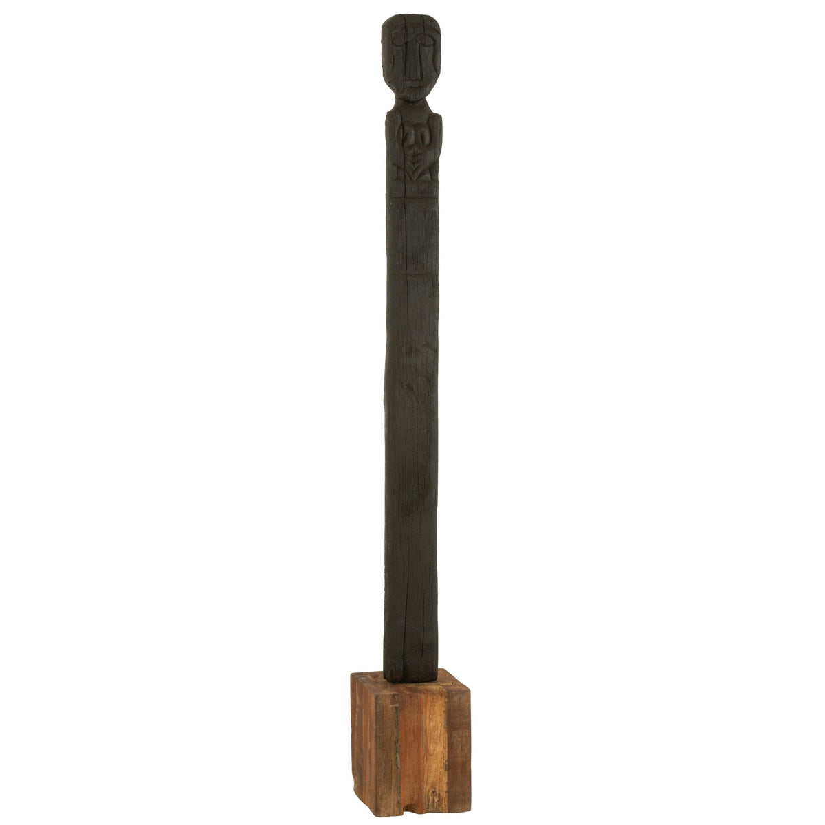 Statue Kuru Gerecycleerd Hout Zwart/Naturel H160cm J-Line