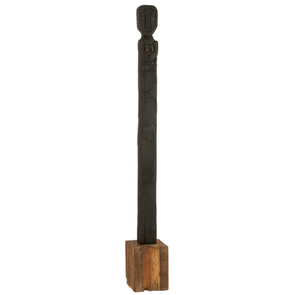 Statue Kuru Gerecycleerd Hout Zwart/Naturel H160cm J-Line