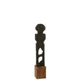 Statue Mara Gerecycleerd Hout Zwart/Naturel - Beeld - J-Line - livinglovely.nl