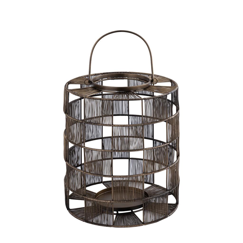Stenn Brass iron round wired lantern squares L PTMD - Lantaarn - PTMD - livinglovely.nl
