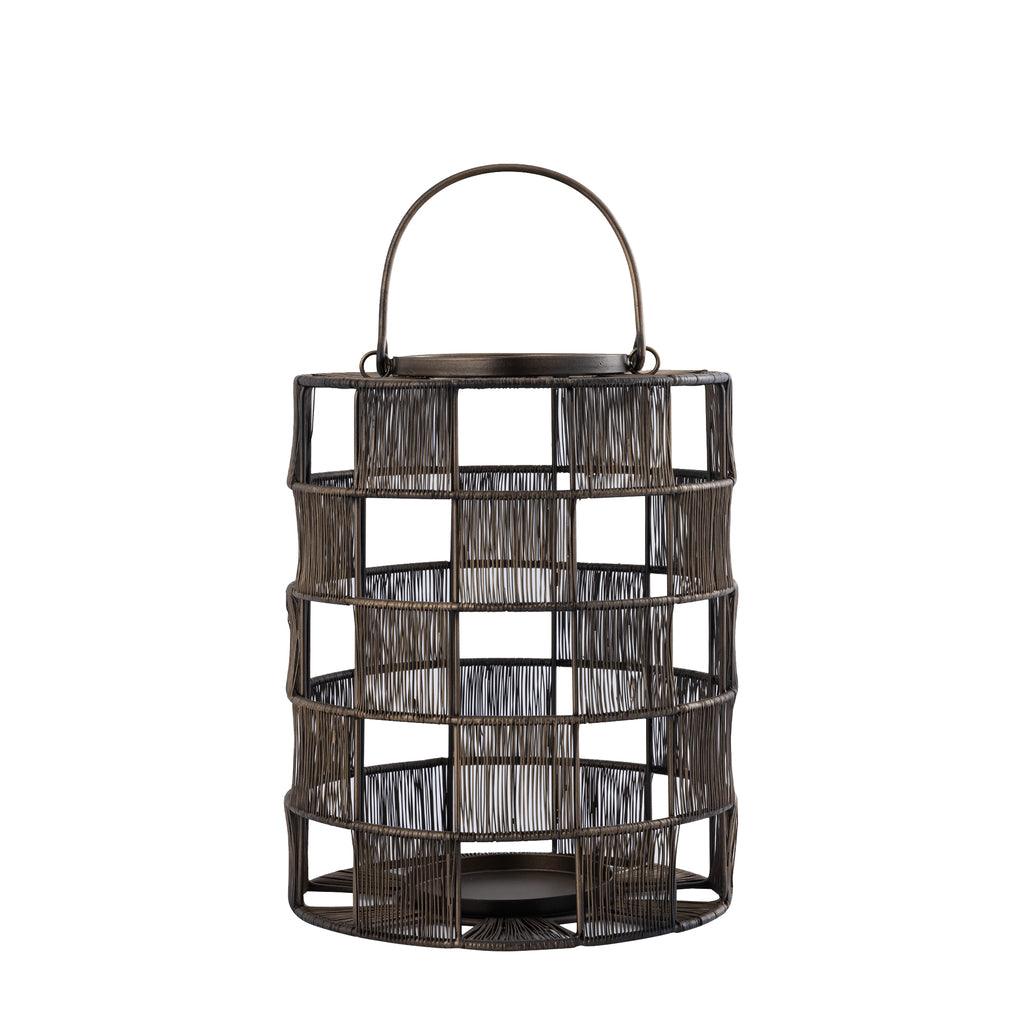 Stenn Brass iron round wired lantern squares S PTMD - Lantaarn - PTMD - livinglovely.nl