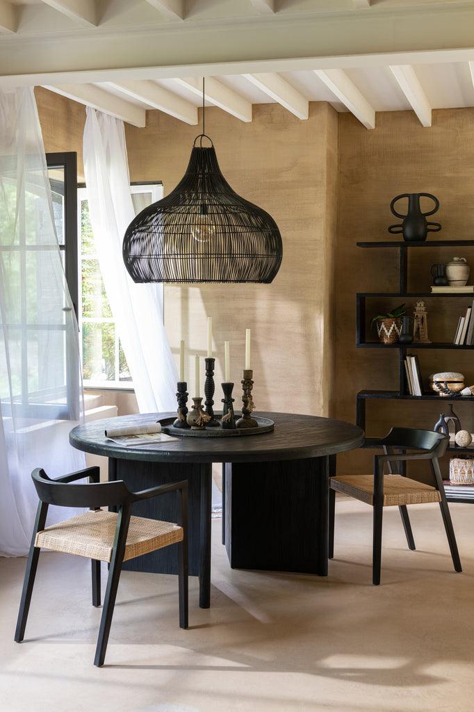 Stoel Emma Teakhout Zwart/Bruin - Eetkamerstoel - J-Line - livinglovely.nl