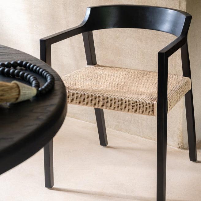 Stoel Emma Teakhout Zwart/Bruin - Eetkamerstoel - J-Line - livinglovely.nl