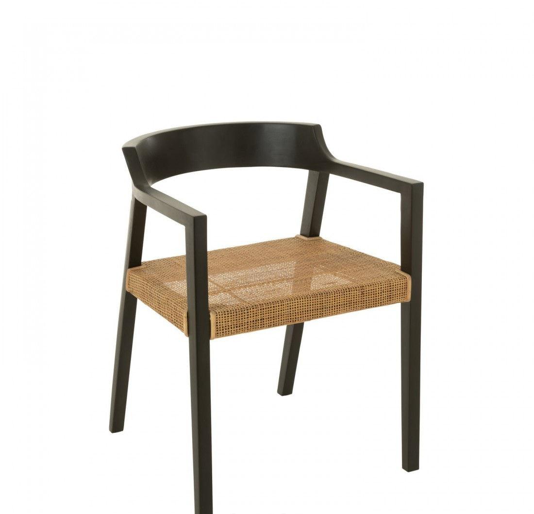 Stoel Emma Teakhout Zwart/Bruin - Eetkamerstoel - J-Line - livinglovely.nl