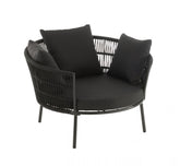 Stoel Joa Metaal/Rattan Zwart - Outdoor loungestoel - J-Line - livinglovely.nl