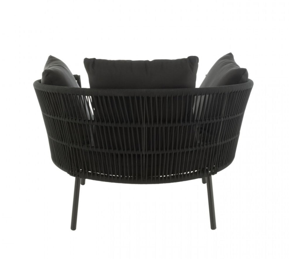 Stoel Joa Metaal/Rattan Zwart - Outdoor loungestoel - J-Line - livinglovely.nl