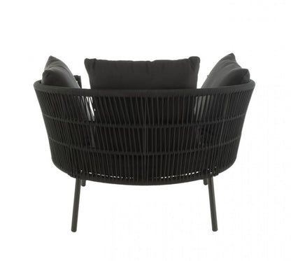 Stoel Joa Metaal/Rattan Zwart - Outdoor loungestoel - J-Line - livinglovely.nl