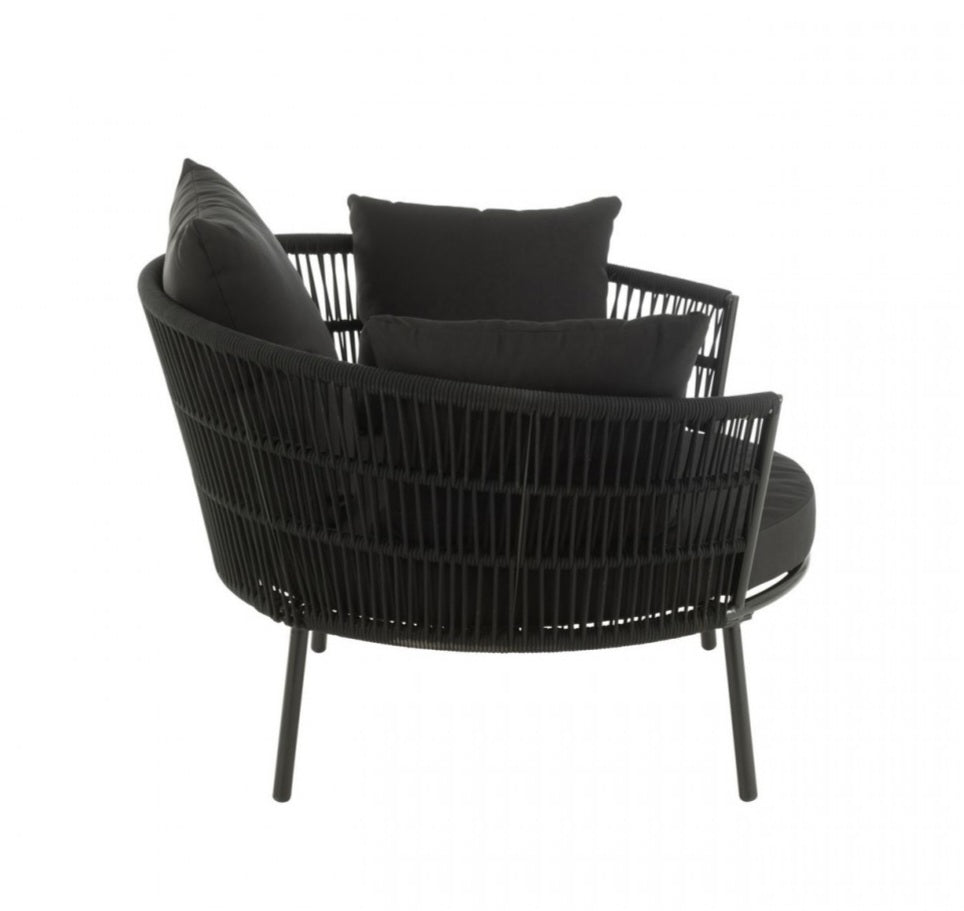 Stoel Joa Metaal/Rattan Zwart - Outdoor loungestoel - J-Line - livinglovely.nl