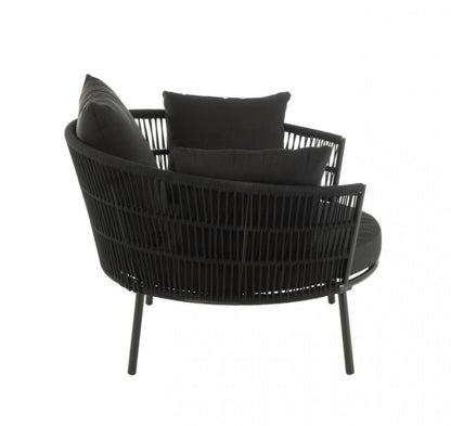 Stoel Joa Metaal/Rattan Zwart - Outdoor loungestoel - J-Line - livinglovely.nl